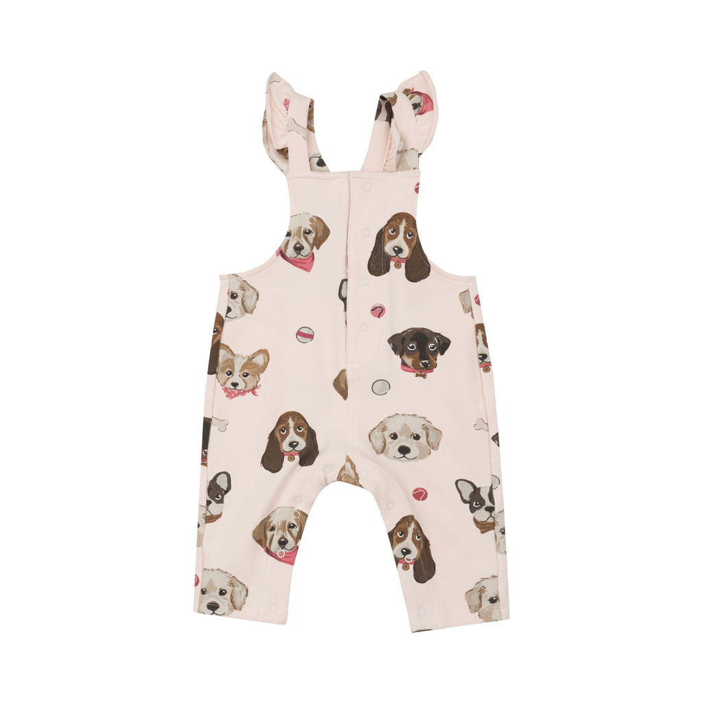 Front Pocket Ruffle Overall - Pretty Puppy Faces 531 Angel Dear 