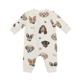 Baseball Collar Romper - Vintage Puppy Faces 536 Angel Dear 