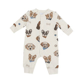 Baseball Collar Romper - Vintage Puppy Faces 536 Angel Dear 