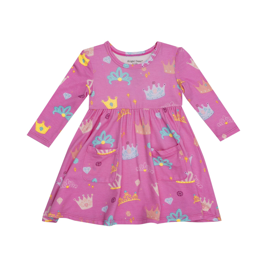 Twirly L/S Dress - Princess Crowns 544 Angel Dear 