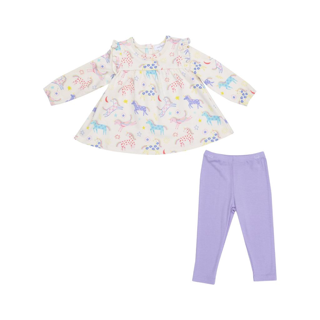 Ruffle Top Tunic And Rib Legging - Fun Unicorns 546 Angel Dear 