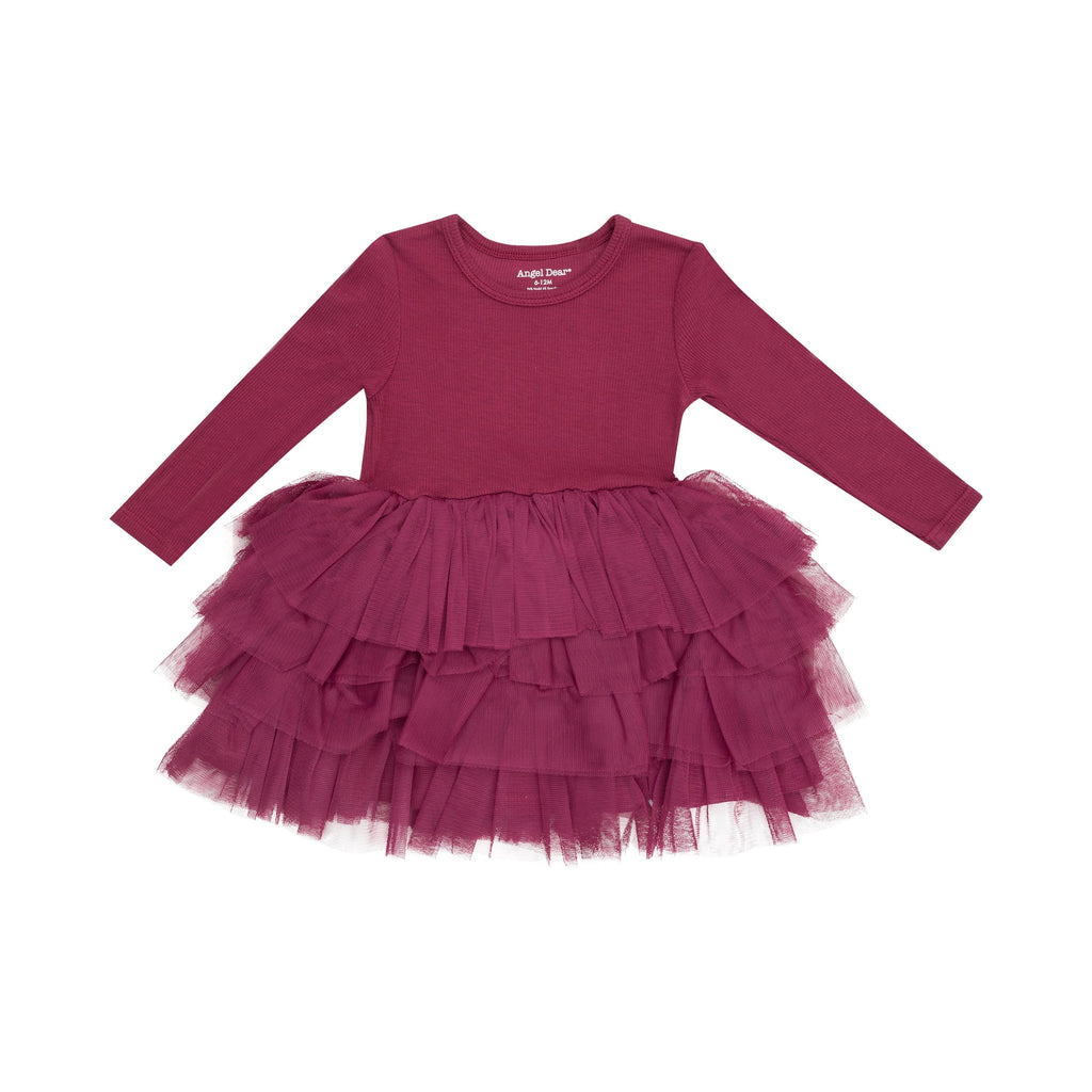 L/S Layered Tulle Dress - Basic - Solid Rose Bud 565 Angel Dear 