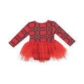 L/S Tutu Bodysuit - Vintage Holiday Plaid 593 Angel Dear 