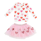 Ruffle Shoulder Top & Tutu Skirt Set - Big Hearts 411 Angel Dear 