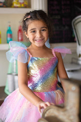 Rainbow Fairy Dress & Wings Costumes Great Pretenders USA Size 5-6 