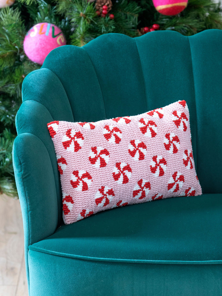 Shiraleah Peppermint Pillow | Pink Throw Pillows Shiraleah 