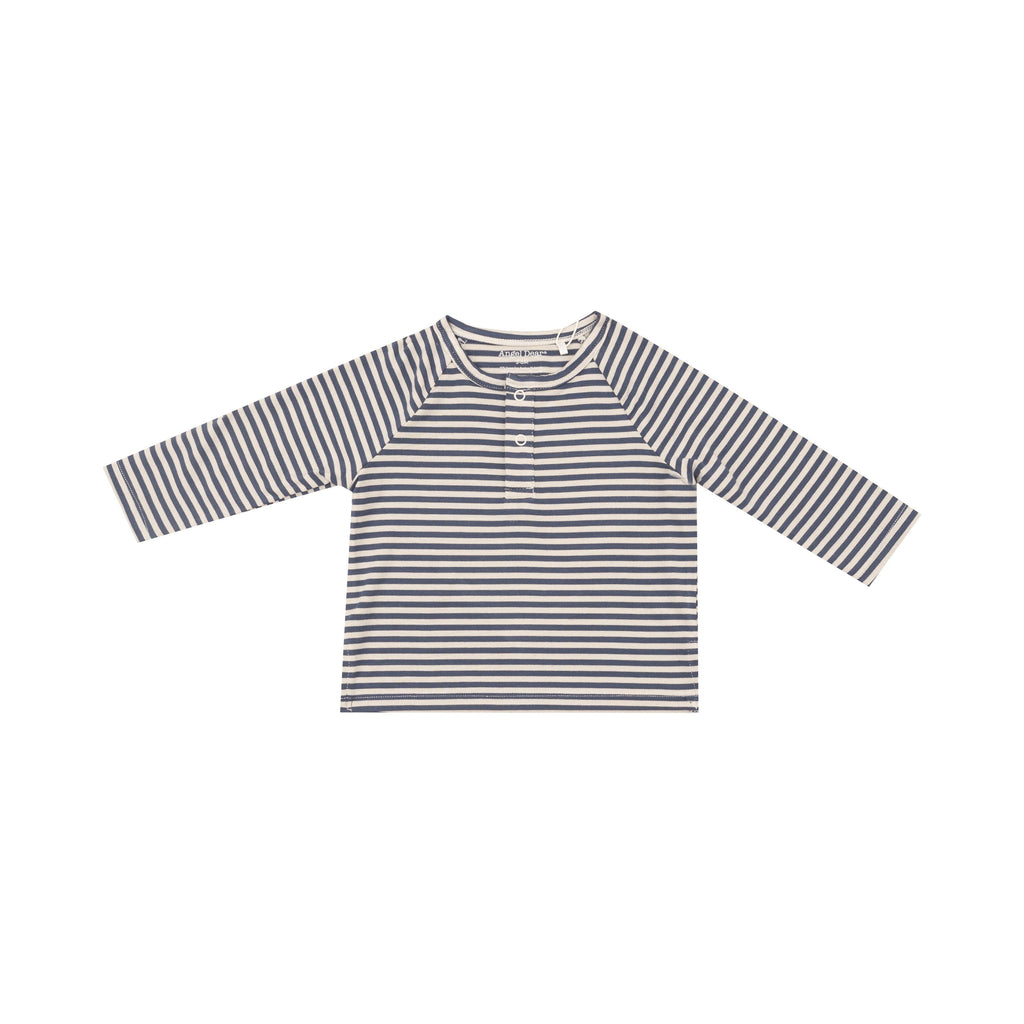 L/S Raglan Henley - Footballs + Navy & Oat Stripe 622 Angel Dear 