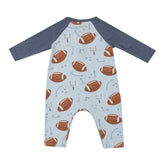 L/S Raglan Romper - Footballs Blue 623 Angel Dear 