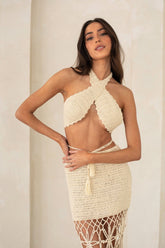 Amaya Crochet Two Piece Set in Stone Two piece set Decolet The Label 