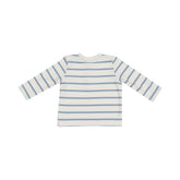 L/S Henley - Modal Rib Stripe - Glacier Lake 604 Angel Dear 