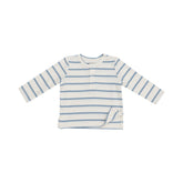 L/S Henley - Modal Rib Stripe - Glacier Lake 604 Angel Dear 