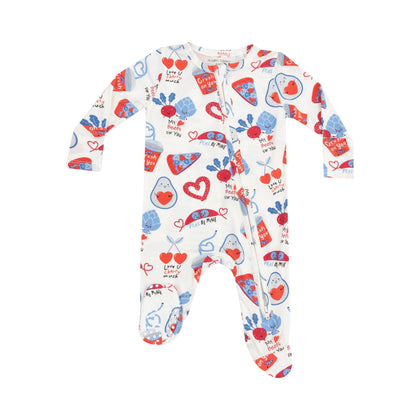 2 Way Zipper Footie | Love You Foodie Much Blue Footies Angel Dear 