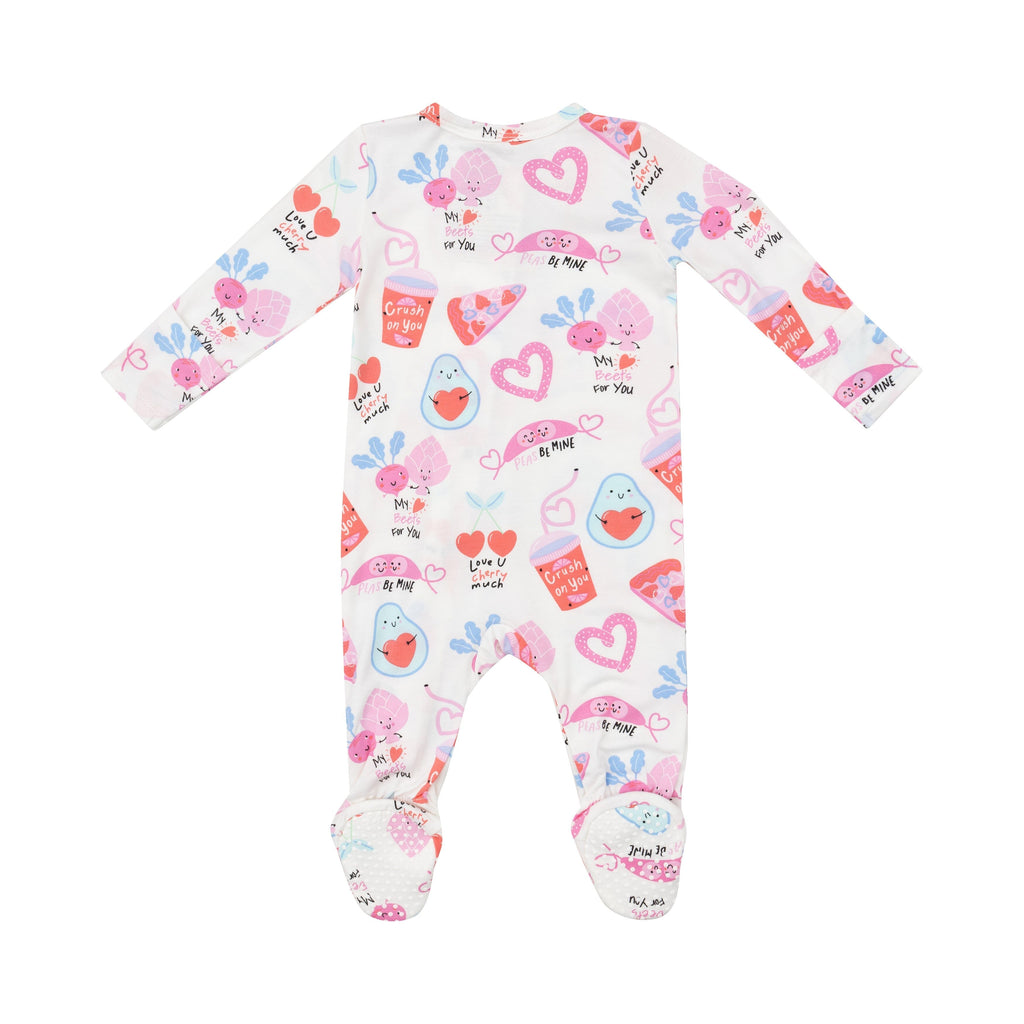 2 Way Zipper Footie | Love You Foodie Much Pink Zip Rompers Angel Dear 