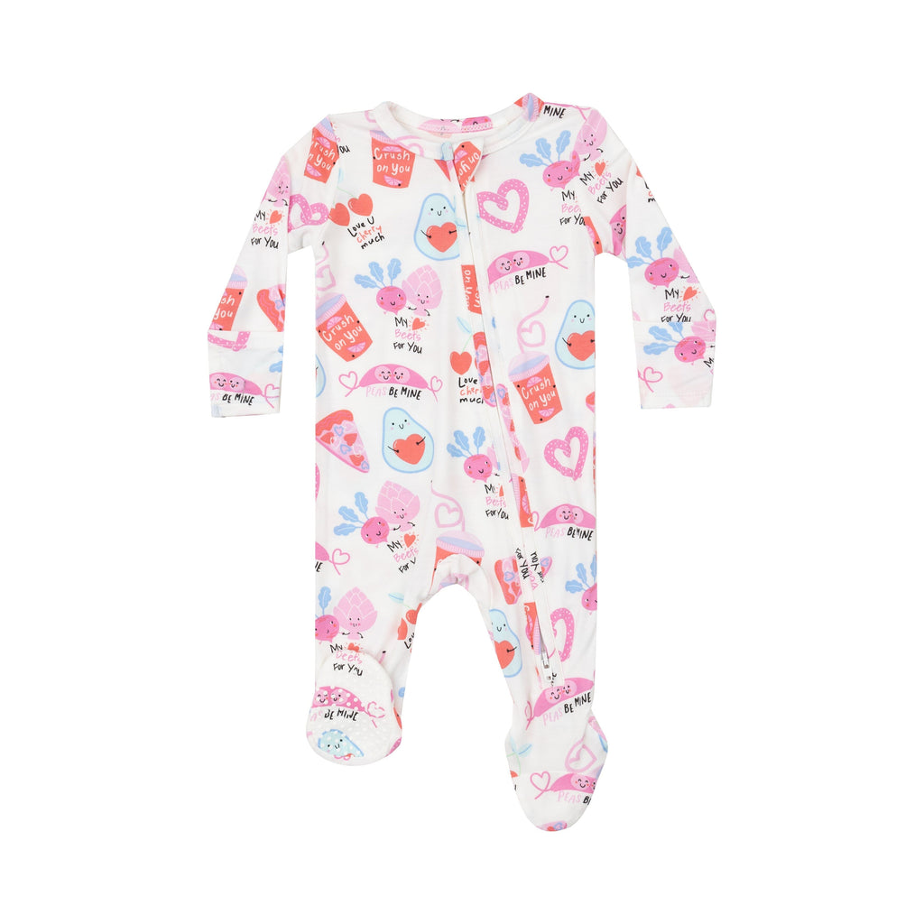 2 Way Zipper Footie | Love You Foodie Much Pink Zip Rompers Angel Dear 