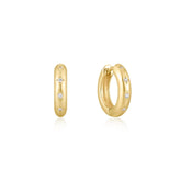 8.5mm Cz Galaxy Huggie Hoops Earrings eklexic 14K Gold Vermeil 