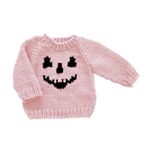 Jack-O-Lantern Sweater Halloween Pumpkin | Baby Pink Sweaters The Blueberry Hill XS Baby Pink / Black 