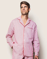 Men's Twill Pajama Set in Antique Red Ticking Men's Pajama Petite Plume 