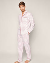 Men's Twill Pajama Set in Garnet Tattersall Adult Sleepwear Petite Plume 