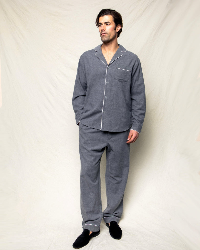 Men's Flannel Pajama Set in Grey Men's Pajama Petite Plume 