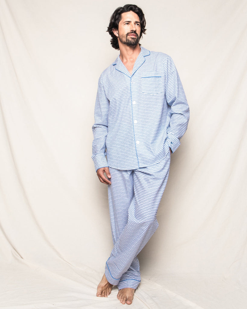 Men's Twill Pajama Set in La Mer Adult Sleepwear Petite Plume 