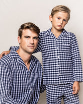 Kid's Twill Pajama Set | Navy Gingham Pajama Sets Petite Plume 