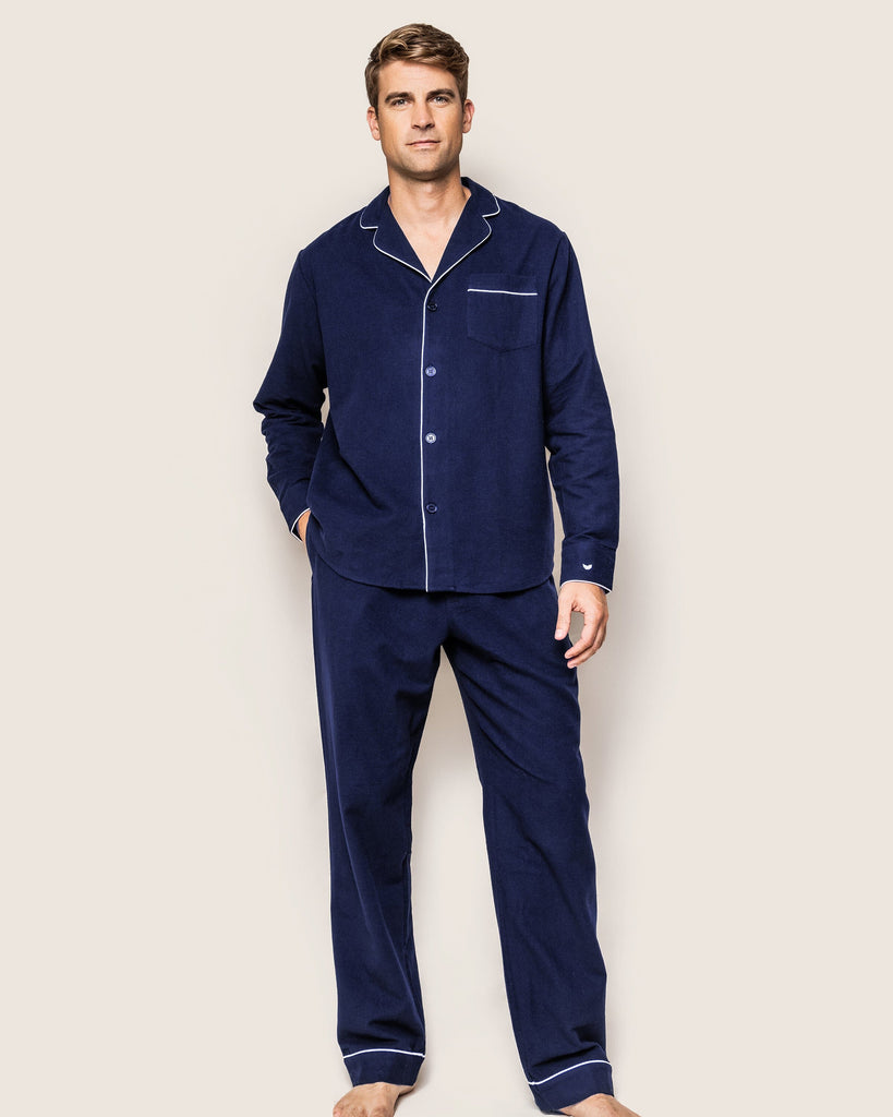 Men's Flannel Pajama Set in Navy Adult Sleepwear Petite Plume 