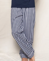 Men's Twill Pajama Pant in Navy Gingham Men's Pants Petite Plume 