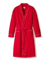 Men's Flannel Robe in Red with White Piping Men's Robe Petite Plume 