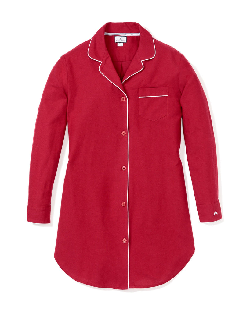 Women's Flannel Nightshirt in Red Women's Nightshirts Petite Plume 