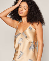 Women's Silk Cami Short Set in Panthère Champagne Women's Cami Short Set Petite Plume 