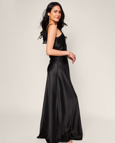 Women's Silk Long Slip in Black Women's Nightgown Petite Plume 