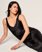 Women's Silk Long Slip in Black Women's Nightgown Petite Plume 