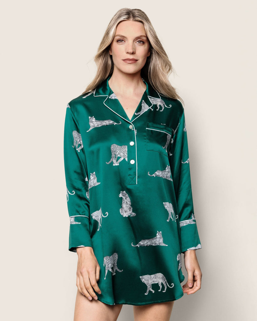 Women's Silk Nightshirt | Panthère de Luxe Nightgowns Petite Plume 