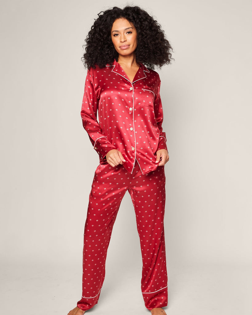 Women's Silk Pajama Set in Bordeaux Art Nouveau Women's Pajamas Petite Plume 