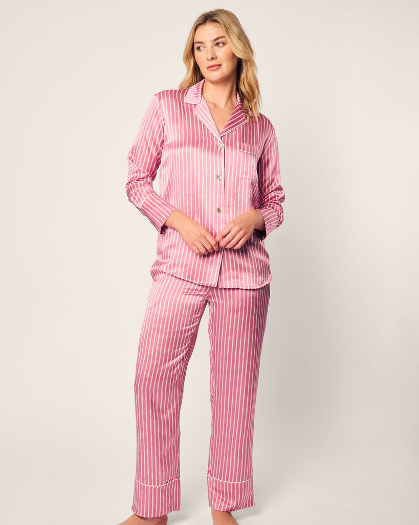 Women's Silk Pajama Set in Love Lines Women's Pajamas Petite Plume 