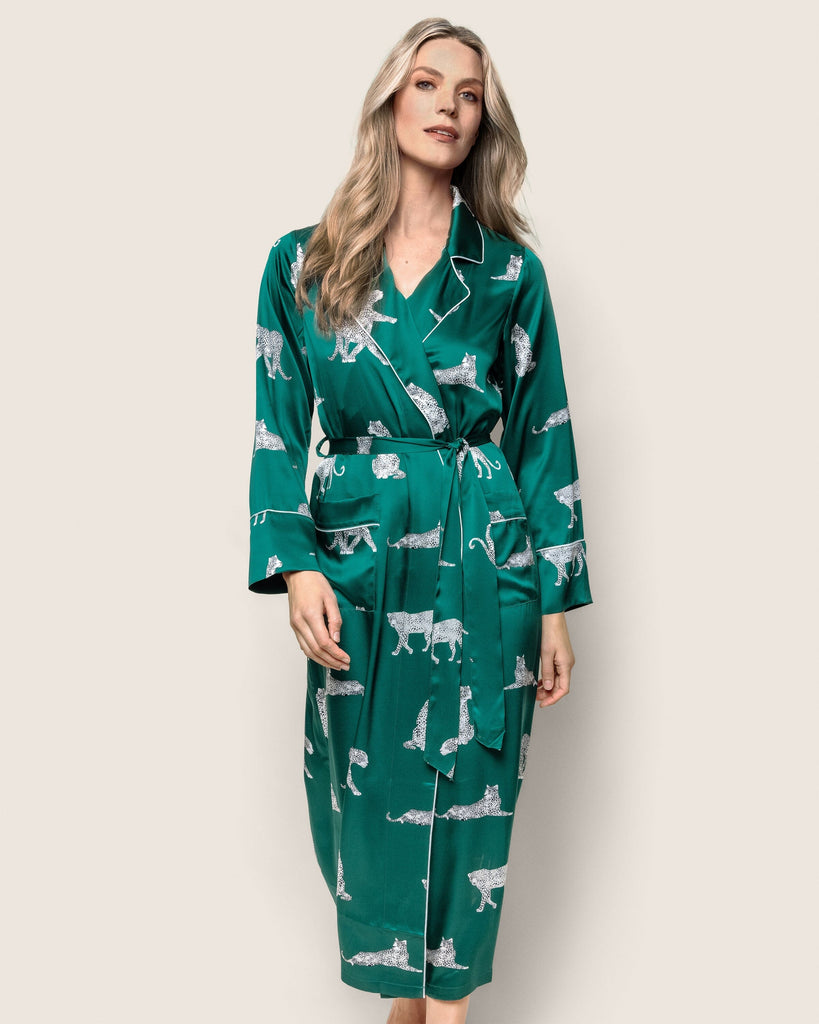 Women's Silk Long Robe | Panthère de Luxe Robes Petite Plume 