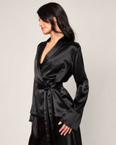 Women's Silk Short Robe in Black Women Robe Petite Plume 