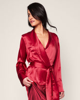 Women's Silk Short Robe in Bordeaux Women Robe Petite Plume 