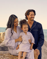 Girl's Twill Caftan | Navy French Ticking Nightgowns Petite Plume 