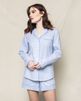 Women's Twill Long Sleeve Short Set | La Mer Pajama Sets Petite Plume 