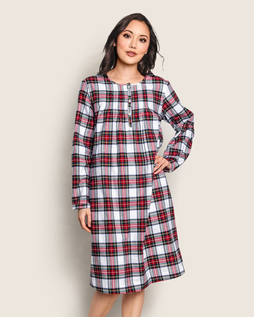 Women's Brushed Cotton Beatrice Nightgown in Balmoral Tartan Women's Nightgown Petite Plume 