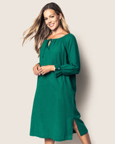 Women's Green Flannel Delphine Nightgown Women's Nightgown Petite Plume 