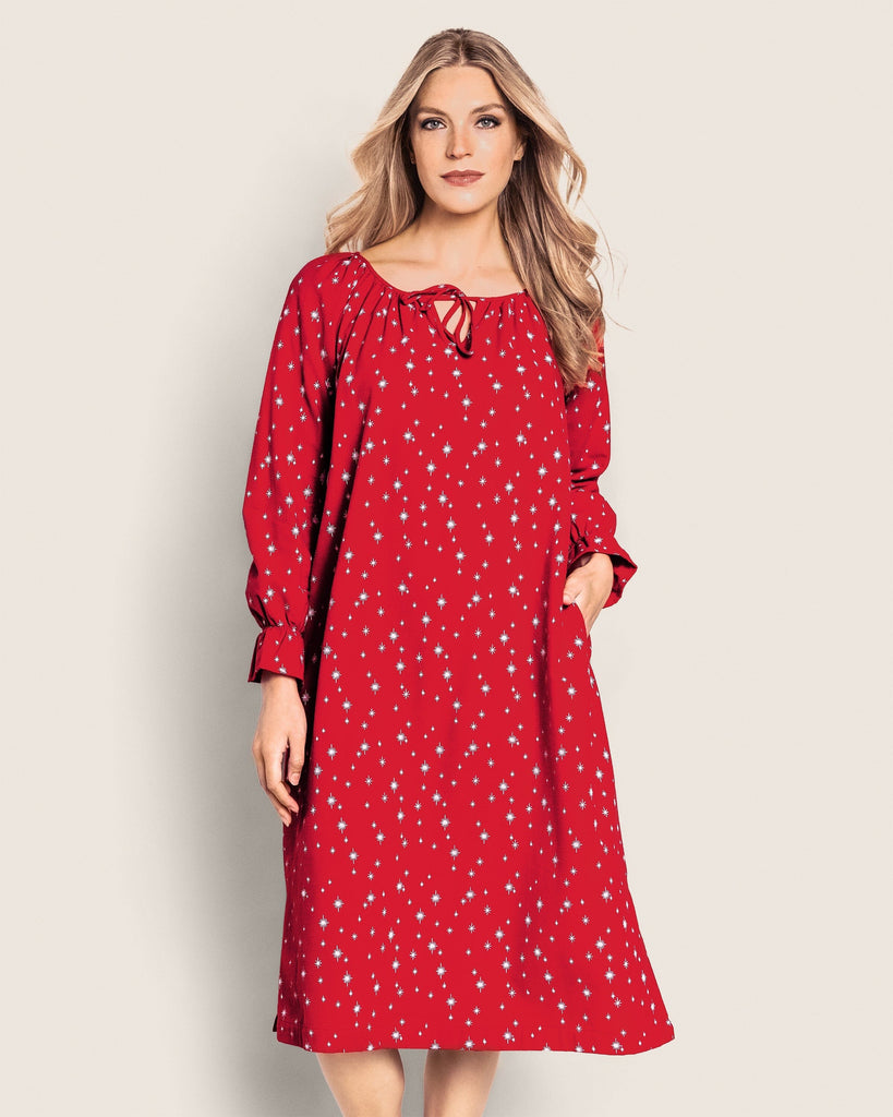 Women's Flannel Delphine Nightgown in Starry Night Women's Nightgown Petite Plume 