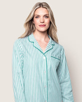 Women's Twill Nightshirt | Emerald Ticking Nightshirts Petite Plume 