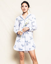 Women's Twill Nightshirt in Indigo Floral Women's Nightshirts Petite Plume 