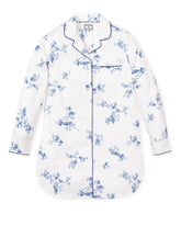 Women's Twill Nightshirt in Indigo Floral Women's Nightshirts Petite Plume 