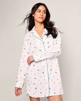 Women's Twill Nightshirt | Jingle Paws Nightshirts Petite Plume 