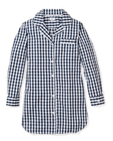 Women's Twill Nightshirt | Navy Gingham Nightshirts Petite Plume 