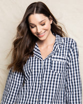 Women's Twill Nightshirt | Navy Gingham Nightshirts Petite Plume 