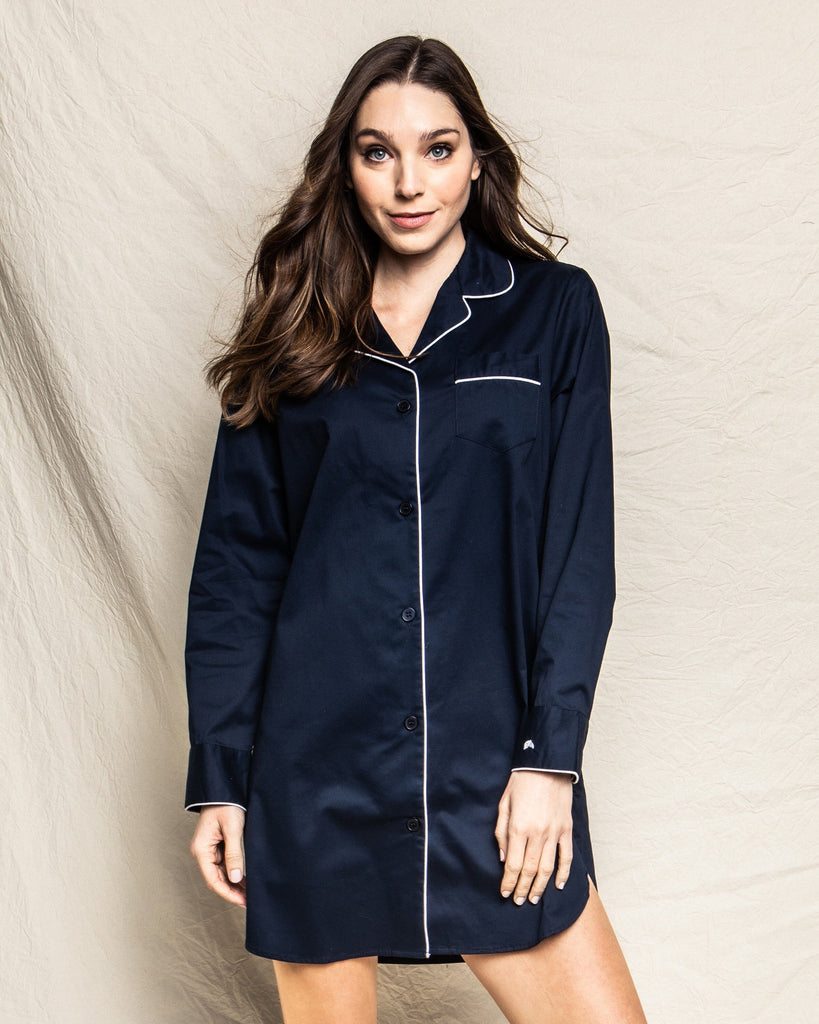 Women's Twill Nightshirt | Navy Nightshirts Petite Plume 